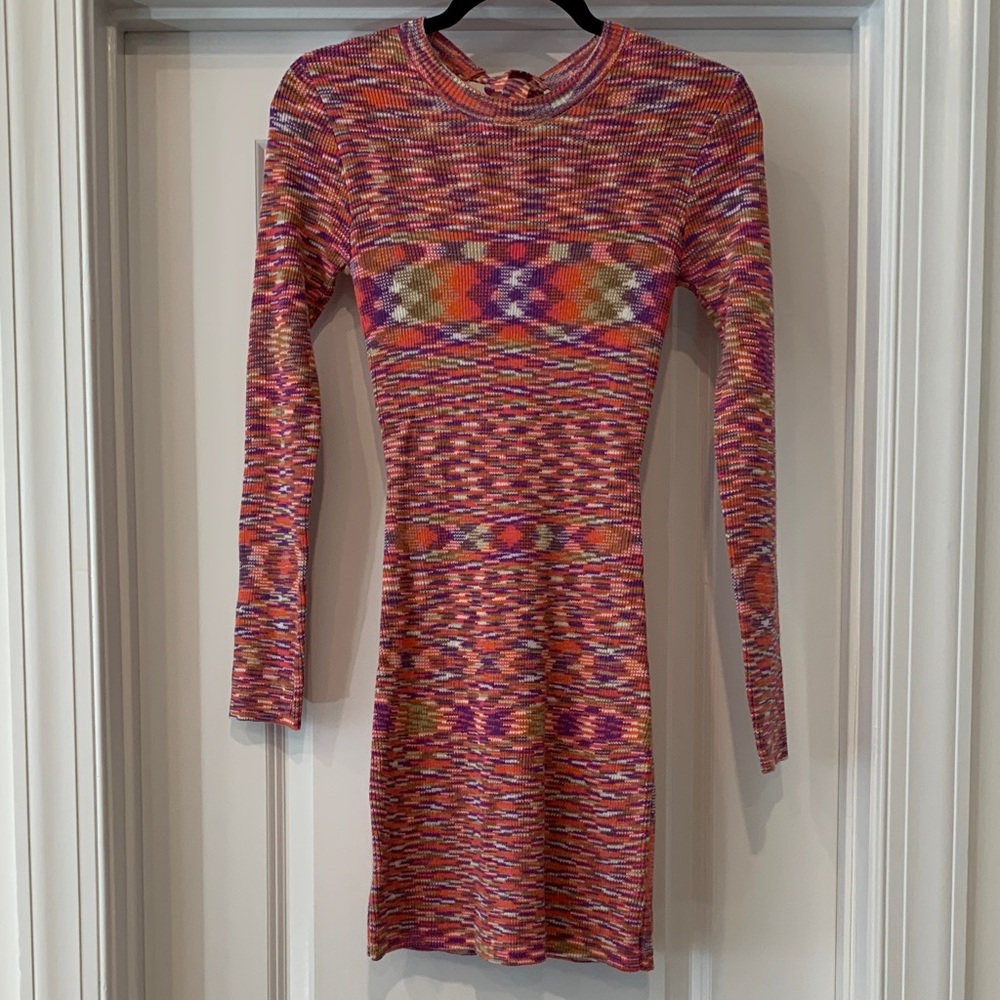 Vestique Colorful Knit Long Sleeve Dress body con small NWT